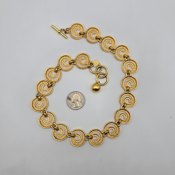 Ann Klein Choker Necklace Goldtone Chunky Swirl 1980s Mogul Mobwife Lion Vintage - Picture 4 of 6